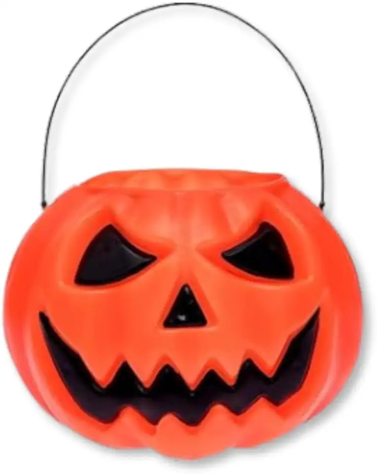 Balde de Halloween Abóbora 13cm Laranja com Alça – Mini Baldinho Decorativo para Doces, Festas e Decoração Temática