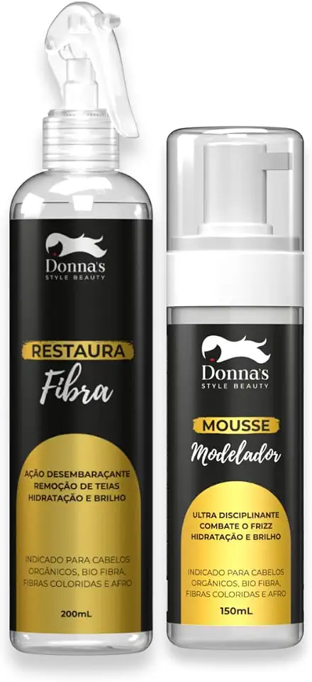 Kit Espuma Mousse Modeladora 150ml + Desembaraçante Hidratante 200ml Donna’s – Ideal para Cachos, Tranças, Apliques, Box Braids e Baby Hair – Finaliza, Hidrata e Controla o Frizz
