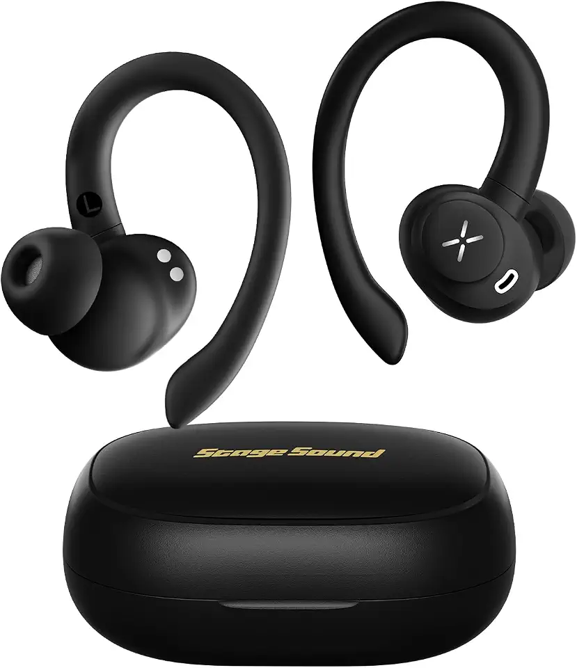 Fones de Ouvido Sem Fio Esportivos Bluetooth 5.4, Intra-auricular SportFree com Gancho, 30h de Bateria, IPX5 à Prova de Água, Estéreo HiFi, Design LED Display e Controles Toque para Corrida Academia