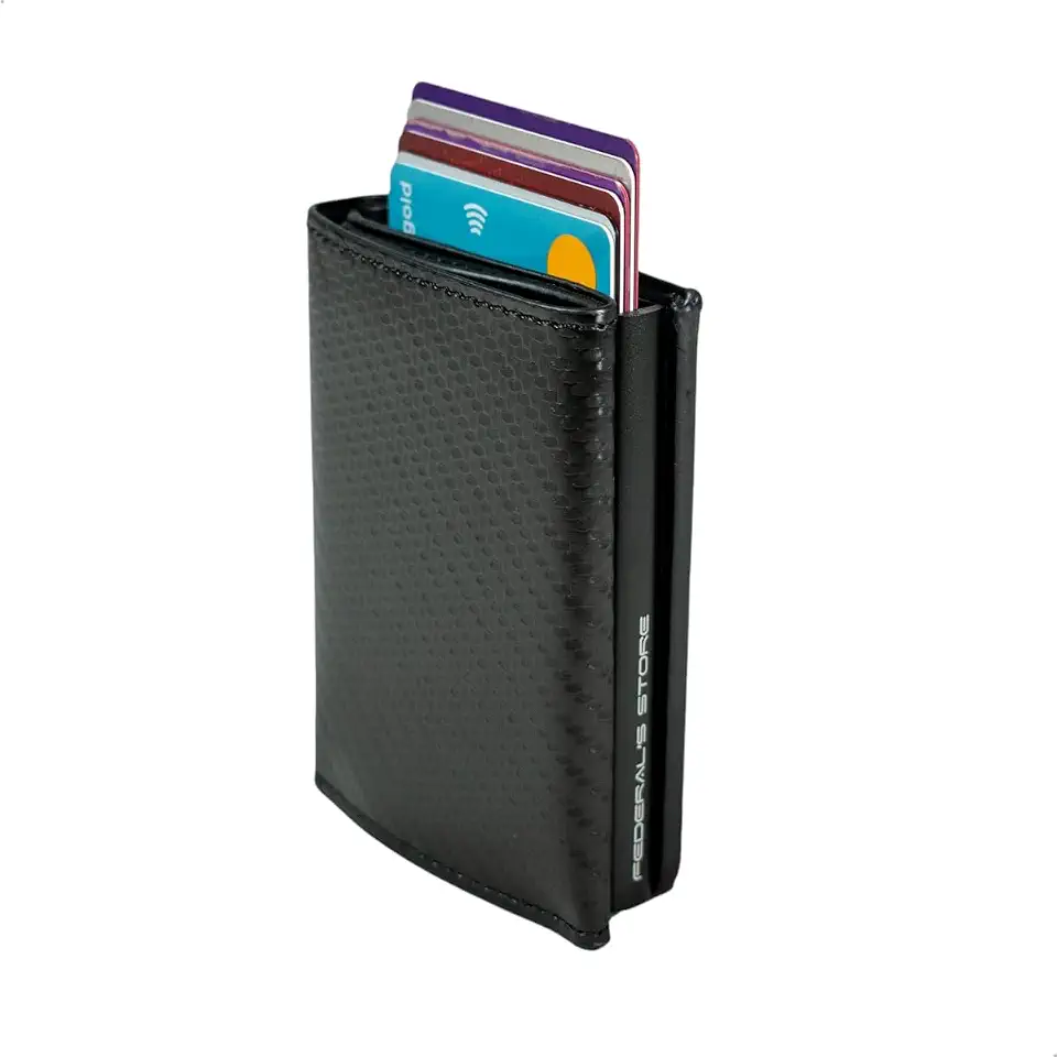 Carteira Masculina Proteção RFID Porta Cartões Slim do Futuro Carteira Antifurto Rfid Compartimento Para Cnh Cédulas Modelo ML03 Exclusivo Federal's Store