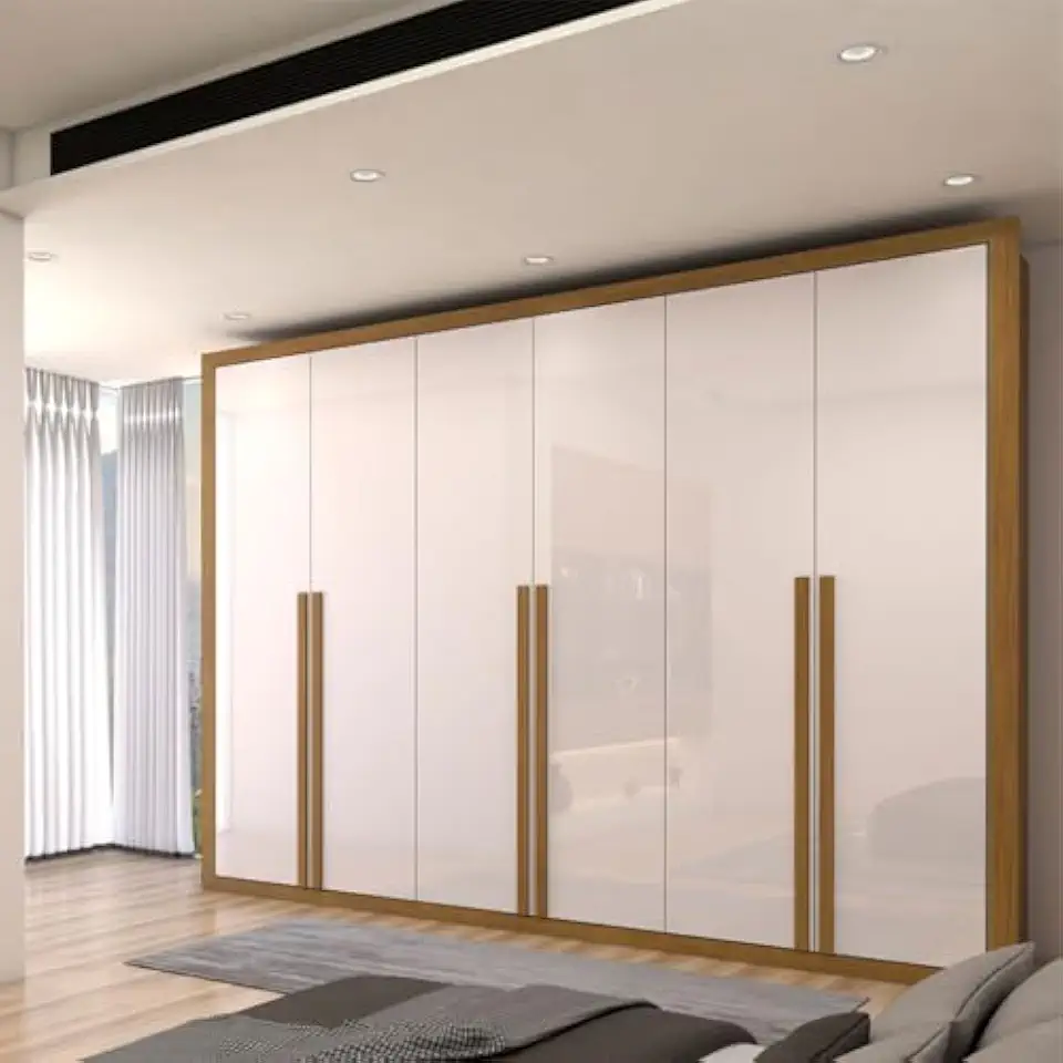 Guarda-Roupa Casal Classic 6 Portas e 6 Gavetas Fabricado em 100% MDF, Móvel de Quarto Espaçoso, Design Moderno e Alta Durabilidade (Bege,Moderno)