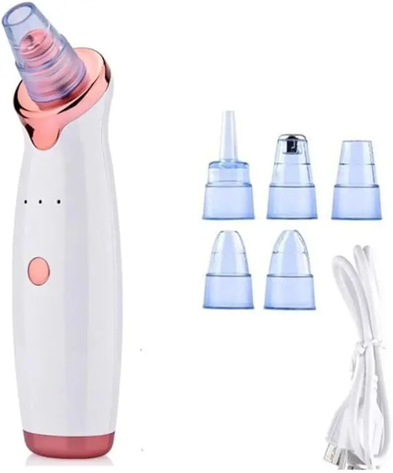 Removedor de Cravos Extrator Sugador Espinhas Poros Cleaning Acne a Vácuo Elétrico Aparelho Sucção Dermobrasão Recarregável USB Portátil Peeling Limpeza Facial Aspirador Cuidados Rosto Nariz Máquina Espremedor Tirar Cravos FAZING (Rosa)