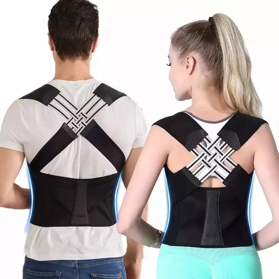 Colete Corretor de Postura Ortopédico Ajustável Postufit – Cinta Lombar e Cervical para Coluna, Alívio de Dores nas Costas, Melhora a Postura e o Sono, Produto - Velcro/unisex (XX-Grande)