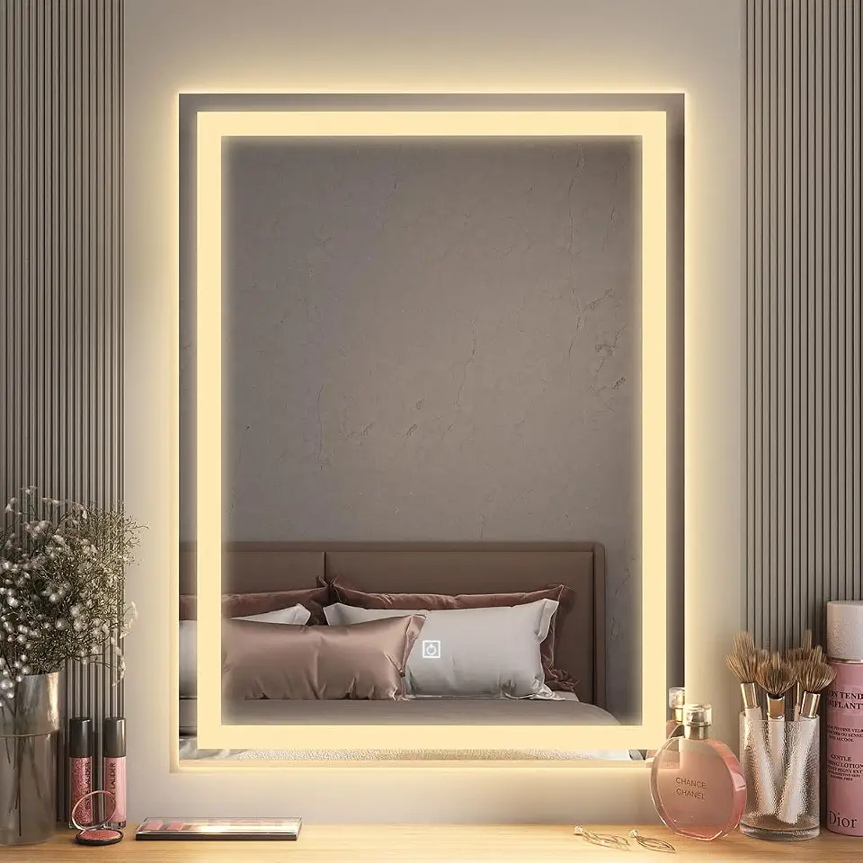 Espelho retagular LED 3 Cores Banheiro Dual Touch c/Desembaçador 110V/220V (90Cm X 70Cm)