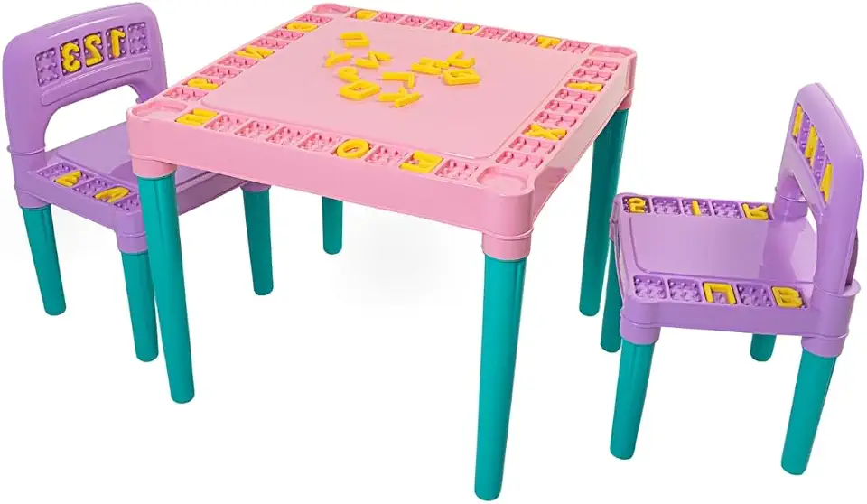 Mesinha e Cadeira Educativa Infantil Meninas Rosa