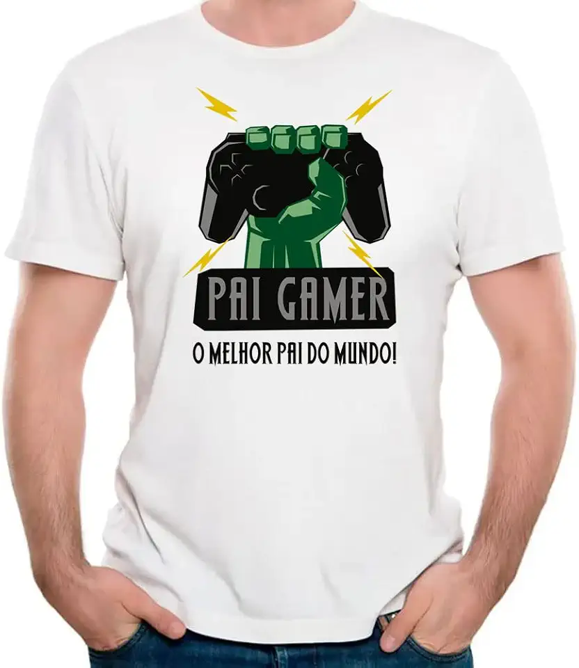 Camiseta pai gamer o melhor pai do mundo camisa dia dos pais Cor:Branco;Tamanho:G