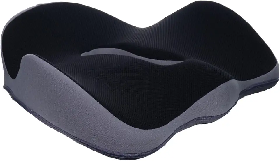 Almofada de Assento Ortopédica em Espuma de Memória - Design Ergonômico Curva W para Alívio de Dores na Lombar - Suporte para Cadeira de Escritório, Carro e Home Office - Capa Respirável, Preto
