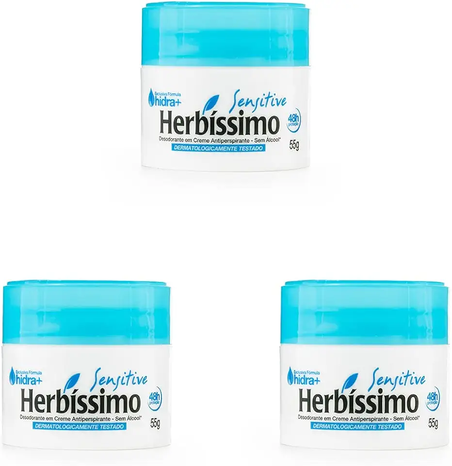 Kit Desodorante Creme Herbíssimo Sensitive 55g - 3 Unidades