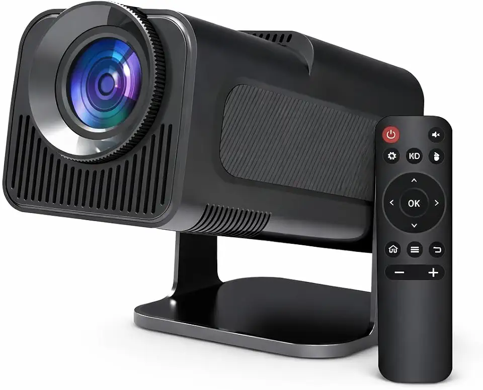 Projetor Portatil Mini HY320 LED PREMIUM 5g Wifi 6 Bluetooth 5.0 Android 11 com Controle Remoto Projetor 4K 1080 Full HD Suporte 12000 Lumens Para Celular Auto Correção Horizontal 180° Cinema em Casa