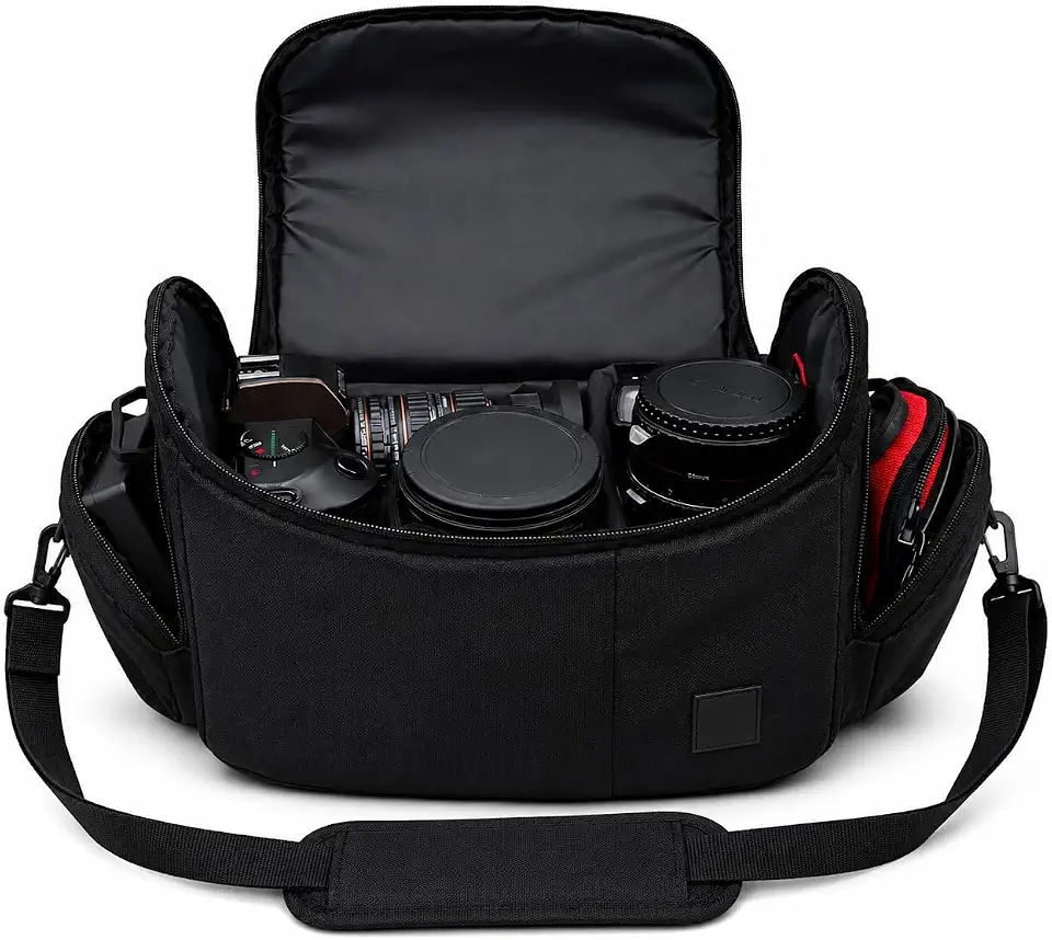 Bolsa grande acolchoada para câmera com alça de ombro – Bolsa de transporte para câmera DSLR e sem espelho, bolsa transversal protetora leve para câmera