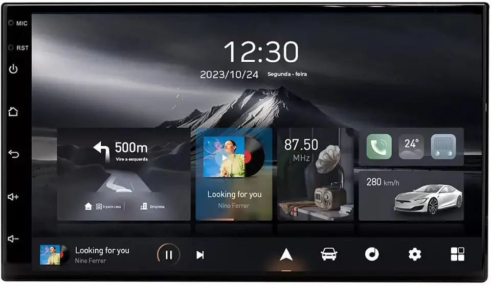 Central Multimídia Universal Adak G2 Tela QLED de 7" Polegadas 2GB Ram 64GB Carplay e Android Auto + Câmera de ré