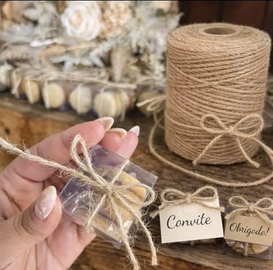 Barbante de Juta Natural Sisal 2mm, 10m, para Presentes, Lembrancinhas e Amarrar Doces