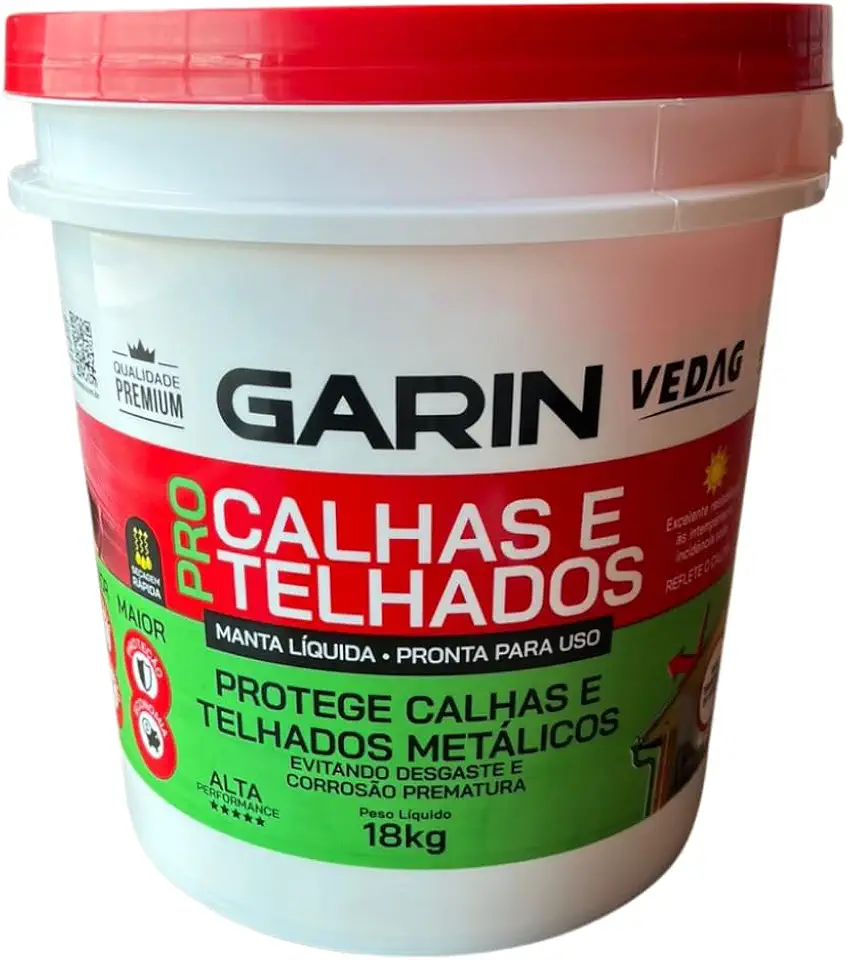 PRO Calhas e Telhados 18kg Branco lajes, telhas de fibrocimento, fibras, cerâmica e polipropileno.