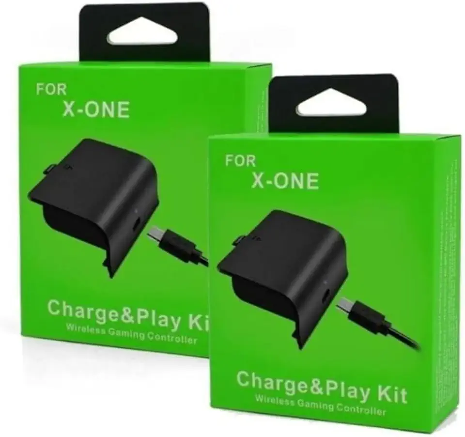 Kit 2 Baterias Recarregáveis 800mAh + 2 Cabos USB Carregador Compatível com Controle de Xbox One S/X