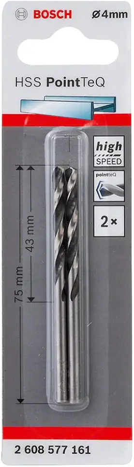 Bosch Broca para Metal Aço Rápido HSS-PointTeQ 4,0mm 2 peças