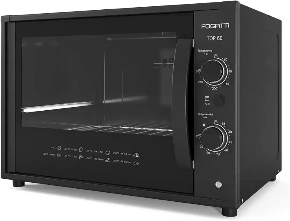 Forno Elétrico, para Bancada, Fogatti Top60 60 Litros Black 220V