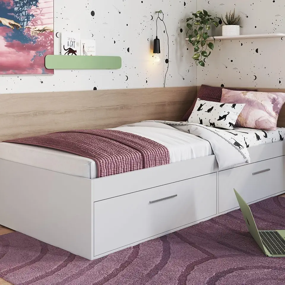 Cama Solteiro com 2 Portas 80 Tókio Branco