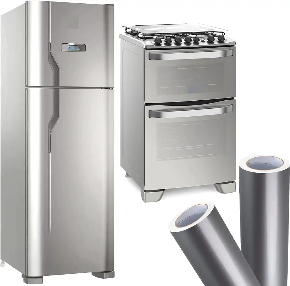 Adesivo Vinil Envelopamento Prata Inox Geladeira 5m x 60cm