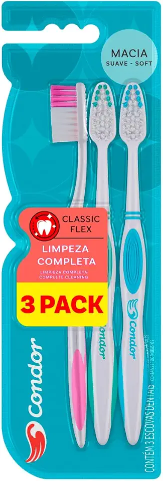 Condor Escova Dental Macia Classic Flex 3 Unidades