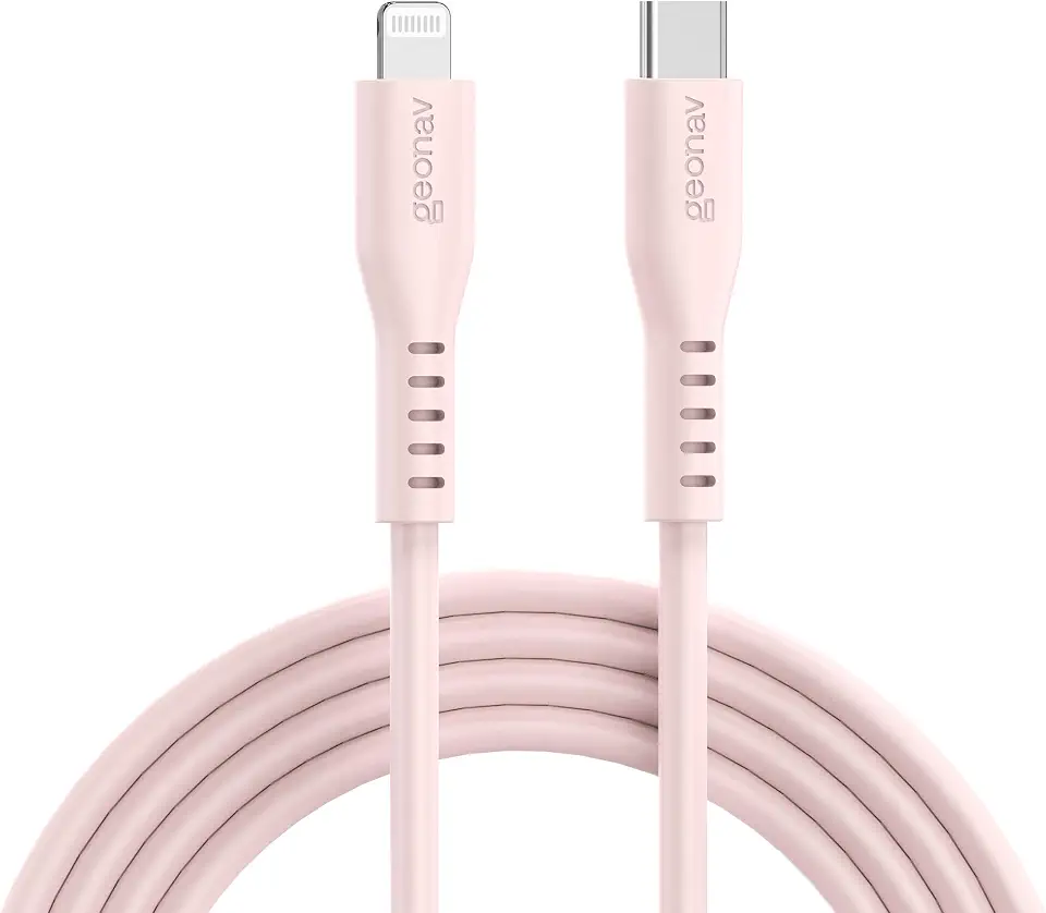 Geonav Cabo de Silicone USB-C para Lightning, carregamento até 38W, Silicone resistente, 1,5m, ESLICSPK, Rosa