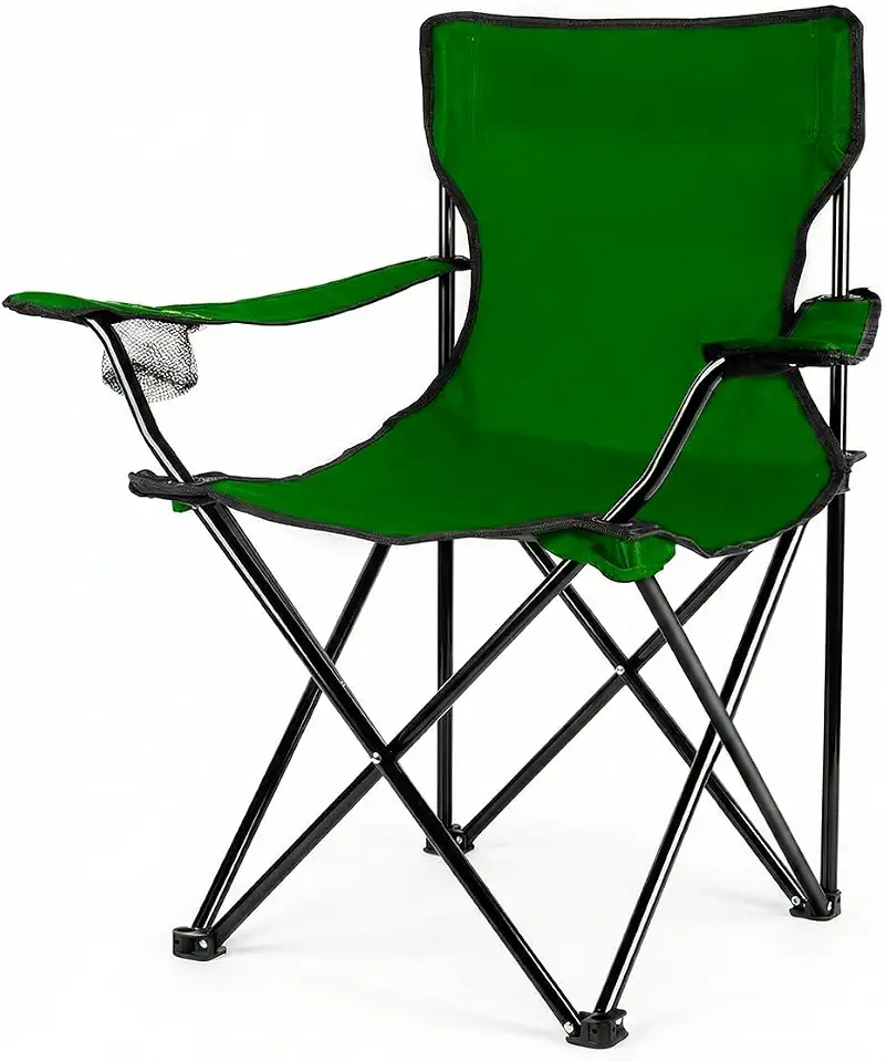 Cadeira Camping e Pesca Dobrável Com Porta Copos e Bolsa 120kg (Verde)