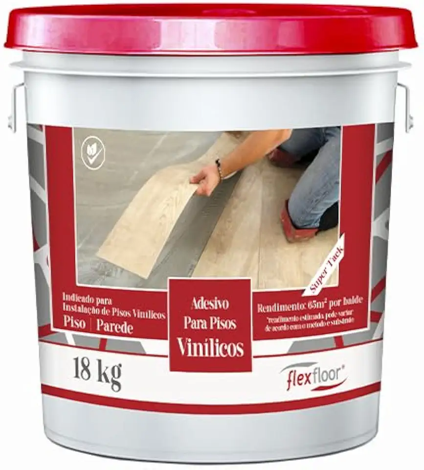 Cola Adesivo Para Piso Vinílico Super Tack Flexfloor 18kg Revestimentos Vinílicos Heterogêneos em Régua, Placa, Manta