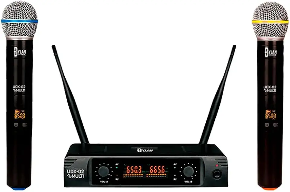 Microfone Sem Fio Duplo UHF - Dylan UDX-02 Multi