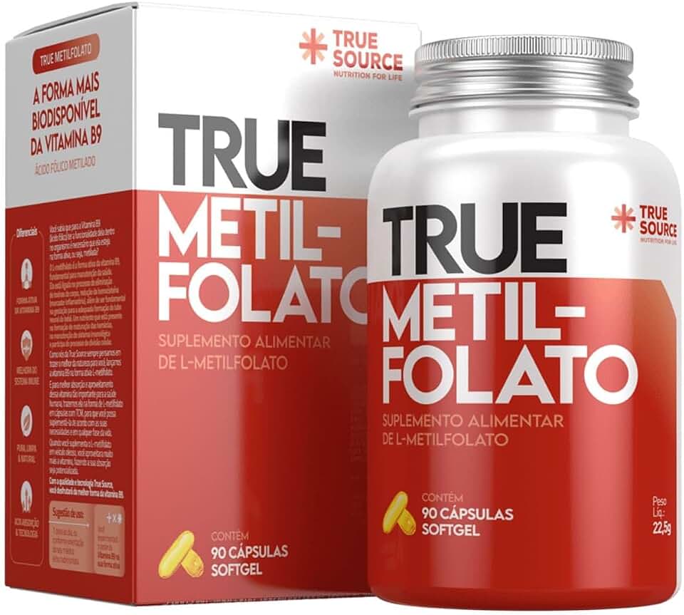 Metilfolato Vitamina B9 90 Cápsulas True Source Suplemento Alimentar em Cápsulas com Folato Forma Ativa