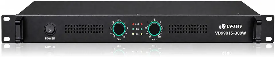 VEDO Amplificador de Potência Digital Classe D 300W×2 8Ω 2 Canais Rack 1U para Áudio Profissional,AC 100-240V
