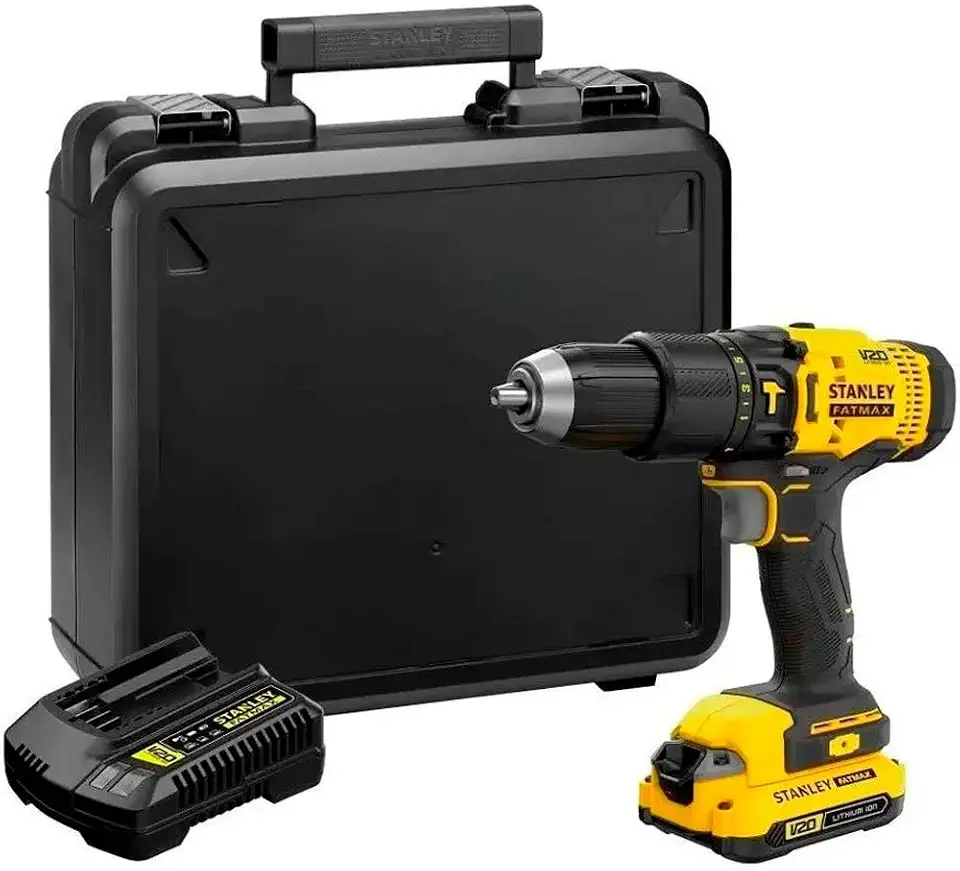 STANLEY Kit Parafusadeira e Furadeira de Impacto 1/2 Pol. (12mm) 20V MAX* com Bateria Bivolt e Maleta SCD711C1K