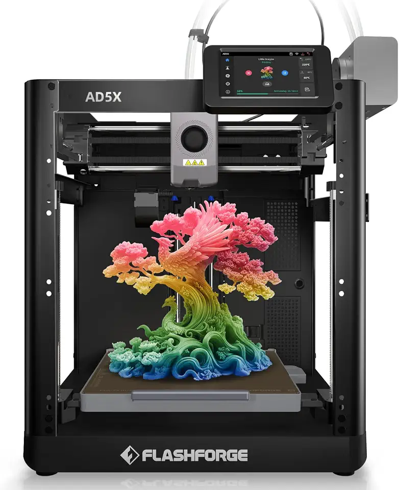 Impressora 3D Flashforge Ad5X, Impressão 3D Multicolorida, Alta Velocidade Máxima de 600 Mm/S, Nivelamento Automático Completo, Extrusora Direta de Alta Temperatura E Alto Fluxo, Impressão