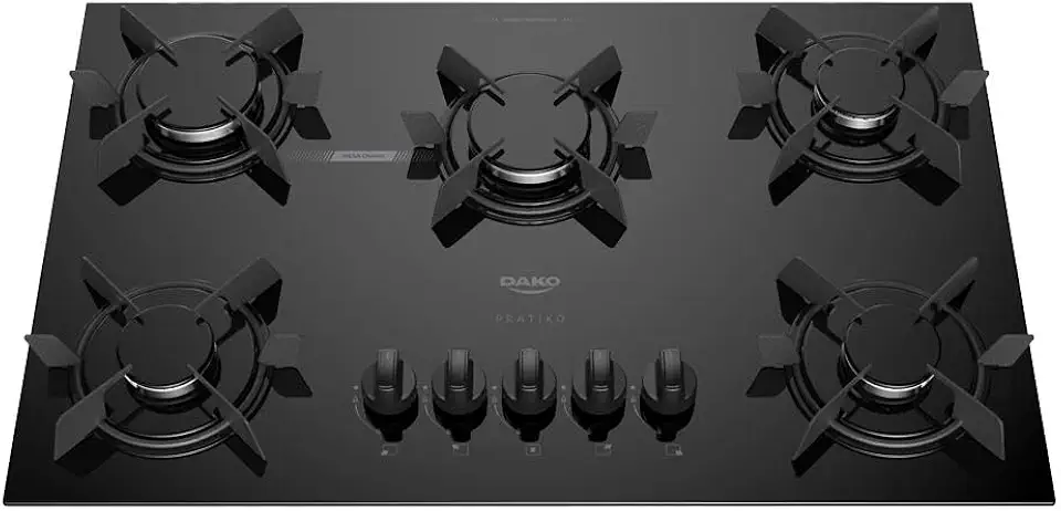 Cooktop 5 Bocas a Gás Dako Pratiko com Acendimento Automático e Mega Chama Preto Bivolt