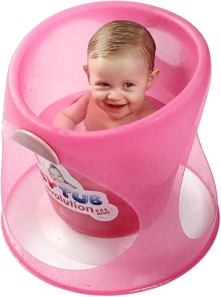 Banheira Ofurô Baby Tub Evolution 0 a 8 Meses Rosa e Azul – Banho Ergonômico que Acalma o Bebê, Compacta, Segura e Econômica em Água (ROSA)