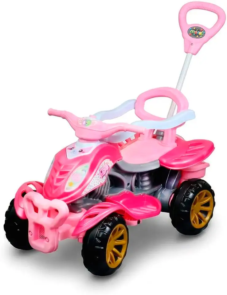 Quadriciclo Carrinho de passeio infantil Gatinha Star Empurrador Pedal e Buzina