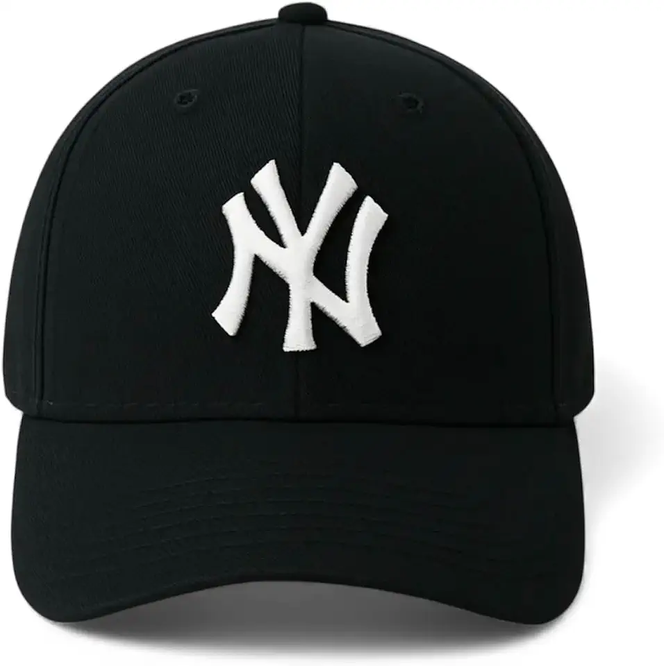 Boné Masculino Feminino New York, Preto com Logo Branco, Ajustável, Unissex, Estilo Baseball