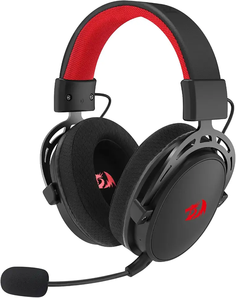 Headset Gamer Redragon Cragblade Pro Preto Sem Fio Bluetooth, USB 2.4GHz USB, 3.5mm Drivers 50mm Microfone Duplo 7.1 Surround Virtual PC, PS3, PS4, PS5, XBox One, Switch