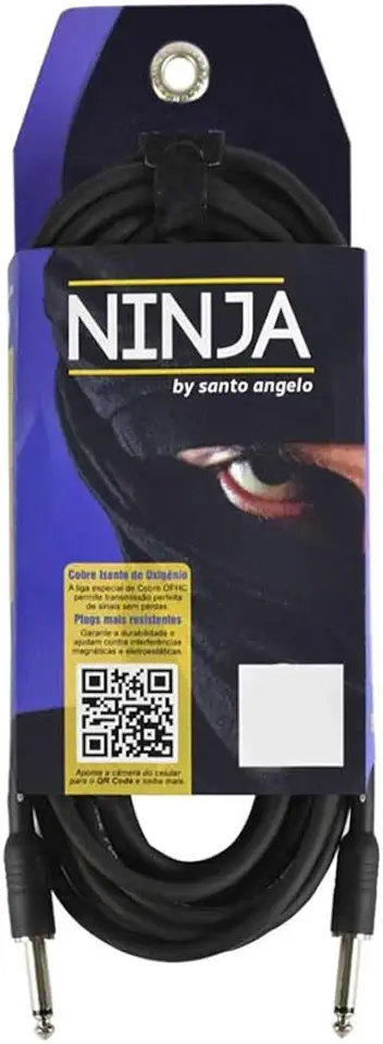 CABO DE GUITARRA NINJA CABLE 0,20 MM CONECTOR P10/P10 10FT 3,05 METROS PRETO - SANTO ANGELO