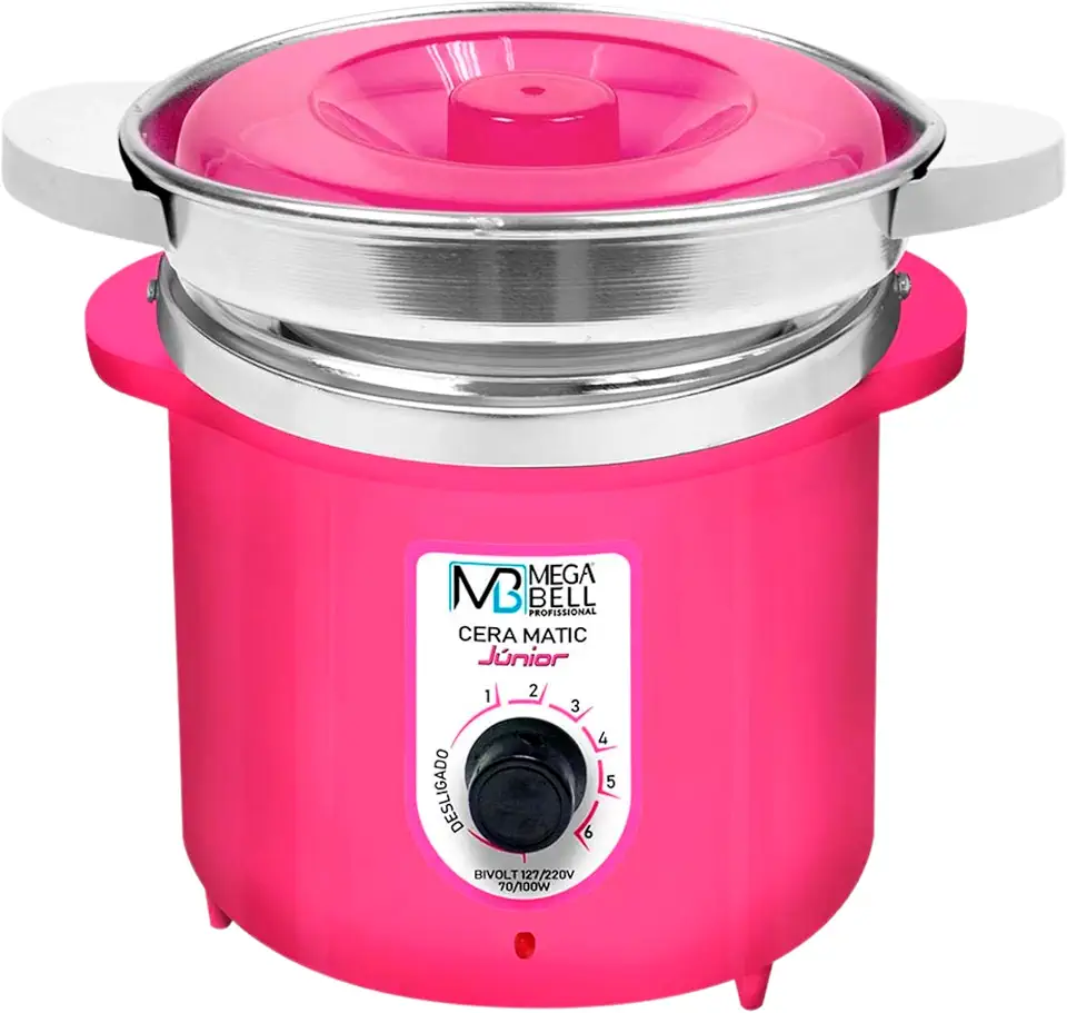 Mega Bell, Panela aquecedora de cera para depilação, Termocera, Cera-Matic Júnior, Com refil, Bivolt, 400g, Rosa