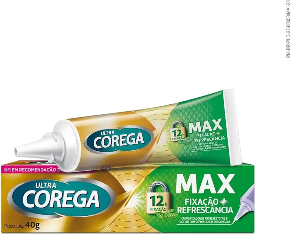 Corega Ultra Creme Fixador de Dentadura e Próteses, Sabor Menta, Forte Fixação por até 12h, 40g