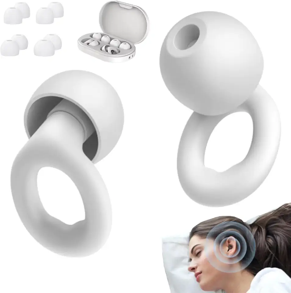NWX Protetor Auricular para Dormir| Abafador de Ruídos em Silicone Confortável | Tampão de Ouvido Reutilizável Anti Ronco para Sono Profundo Protetor Auricular Antirruído (Branco, média)