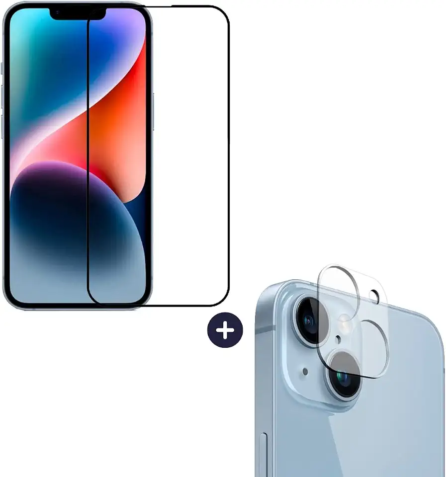 Película De Vidro 3D Tela Toda Para iPhone + Película Lente de Câmera (iPhone 14)