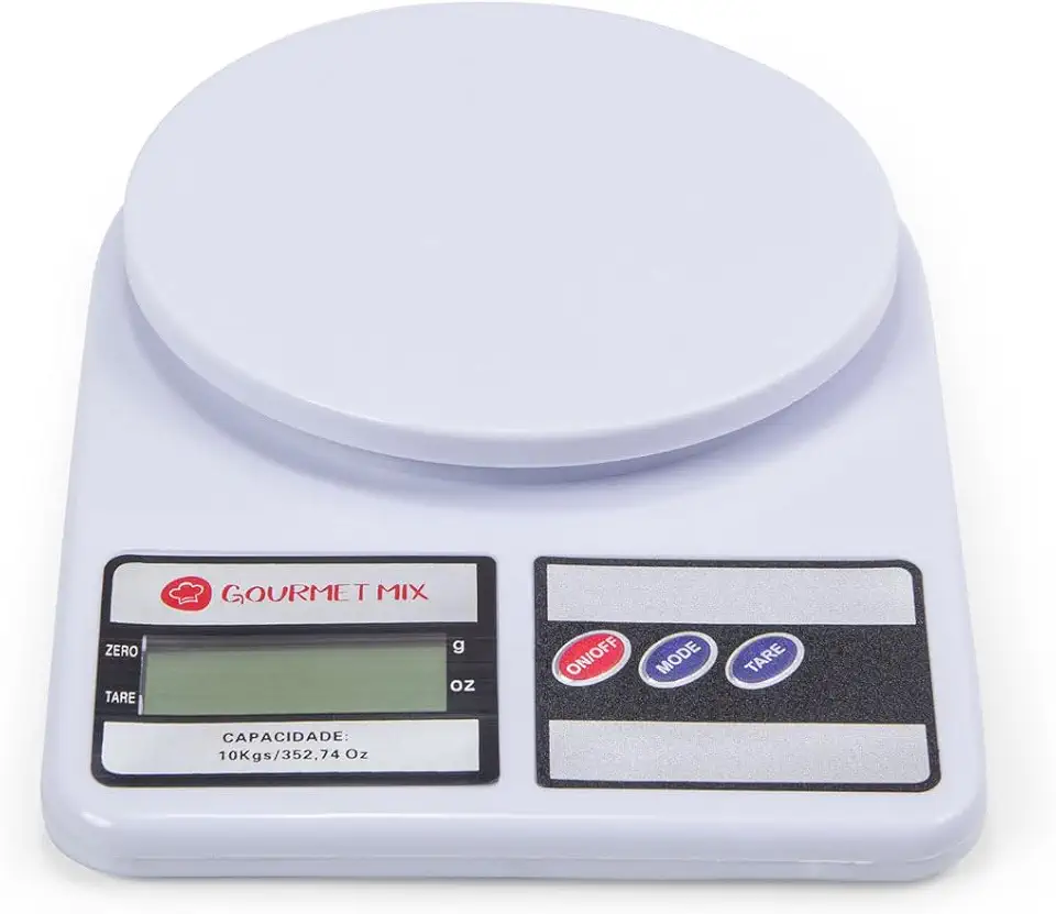 Gourmet Mix Balança de Cozinha Digital de Precisão até 10Kg Compacta em Polipropileno para Receitas Doces e Salgadas, Artesanato, Delivery e Laboratórios