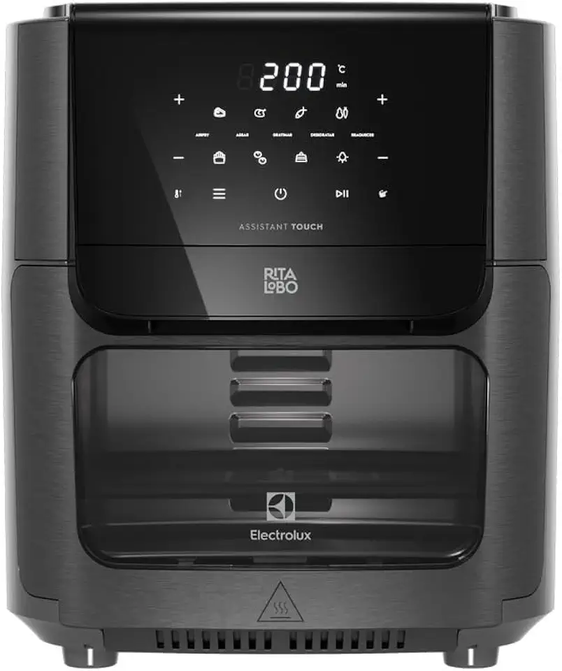 Electrolux Air Fryer Forno 5 em 1 12L 1700W Digital 1 Bandeja Antiaderente 5 modos preparo 7 Receitas Programadas Aviso Sonoro Fritadeira Elétrica sem Óleo Forno Bancada EAF85 Grafite 220V