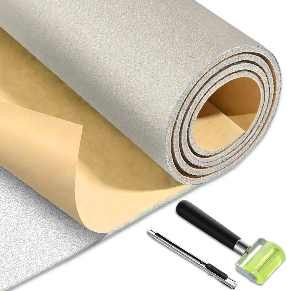 Tegeme Tecido autoadesivo para forro automotivo 91 x 152 cm substituição de forro de veludo com material de substituição de teto de espuma com rolo e faca para carro, caminhão, SUV, trailer, teto DIY