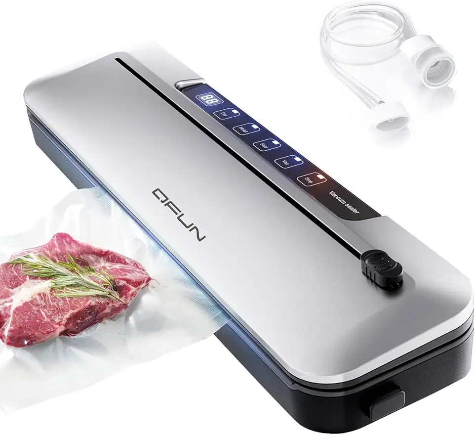 Seladora A Vácuo Elétrica 220V Para Alimentos, 6 Em 1 Com Cortador, Mini Seladora De Embalagens Compatível Com Sacos Texturizados, Vedação 300mm, Sucção 75kPa, Digital, Portátil