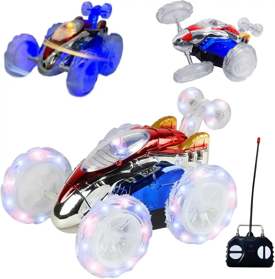Carrinho de Controle Remoto 360 Graus Giro Pirueta Dasher Com Luz Brilha e Som Infantil Criança Carro Controle remoto