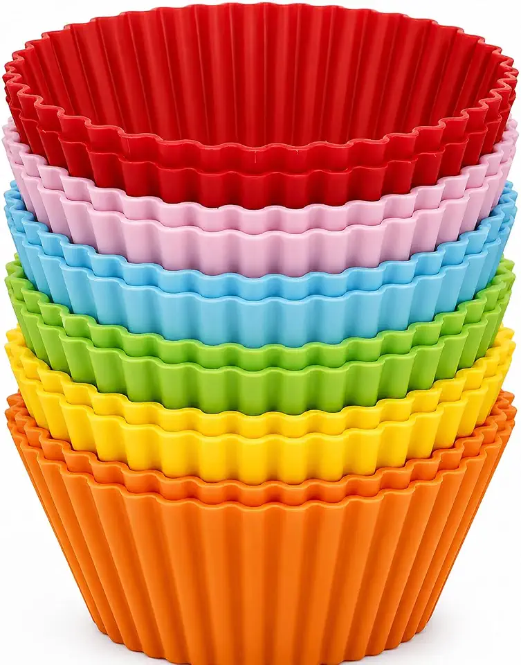 Kit 12 Formas de Silicone para Cupcake, Muffins, Bolinho, Assadeiras, Air Fryer, Cores Variadas, Resistente a Temperatura, Forminhas Livre de BPA - QUALIDADE PREMIUM