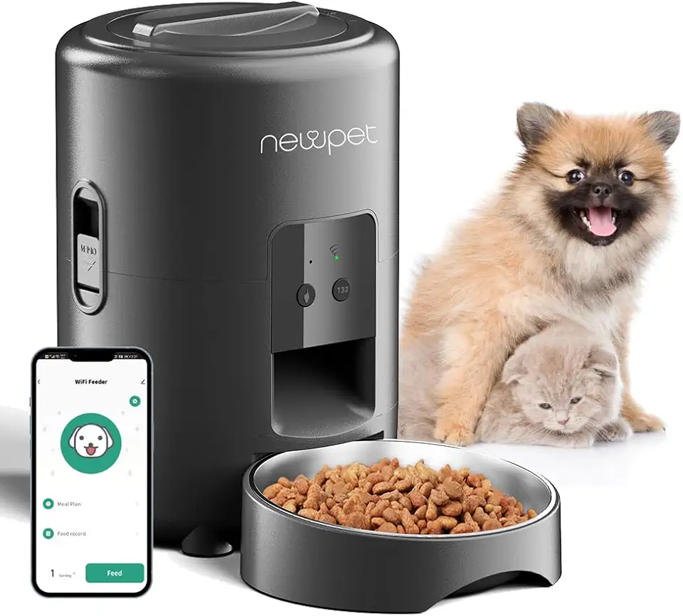 NEWPET 2L Mini Comedouro Automático para Gatos, Aplicativo Inteligente TUYA WIFI Dispenser Comida Pet Automatico, Potes e Tigelas para Cães
