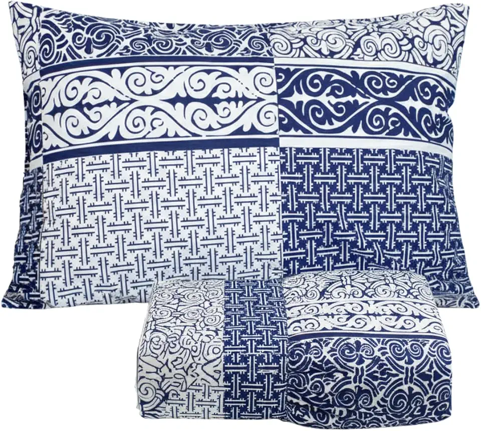 Cozzilar Jogo de Lençol Cama Solteiro Malha 100% Algodão 2 Peças Estampado Kit Inclui 1 Lençol Solteiro Com Elástico e 1 Fronha Toque Macio (Modelo 10)