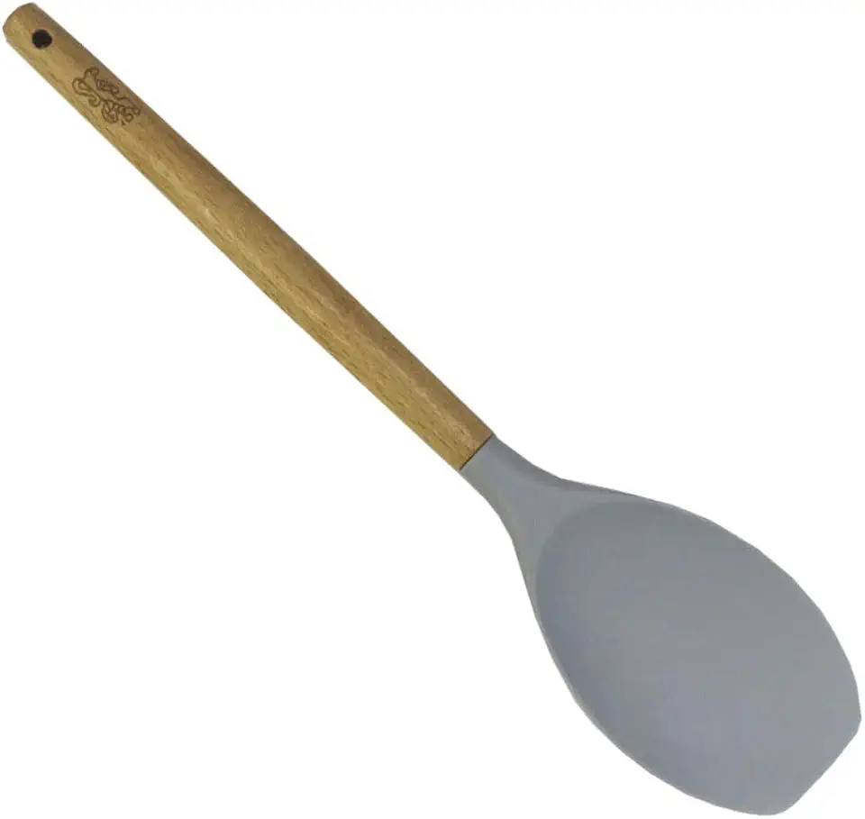 Colher Espátula Cucina de Silicone com Cabo em Madeira A31,5Cm Cinza Fracalanza - Full Fit
